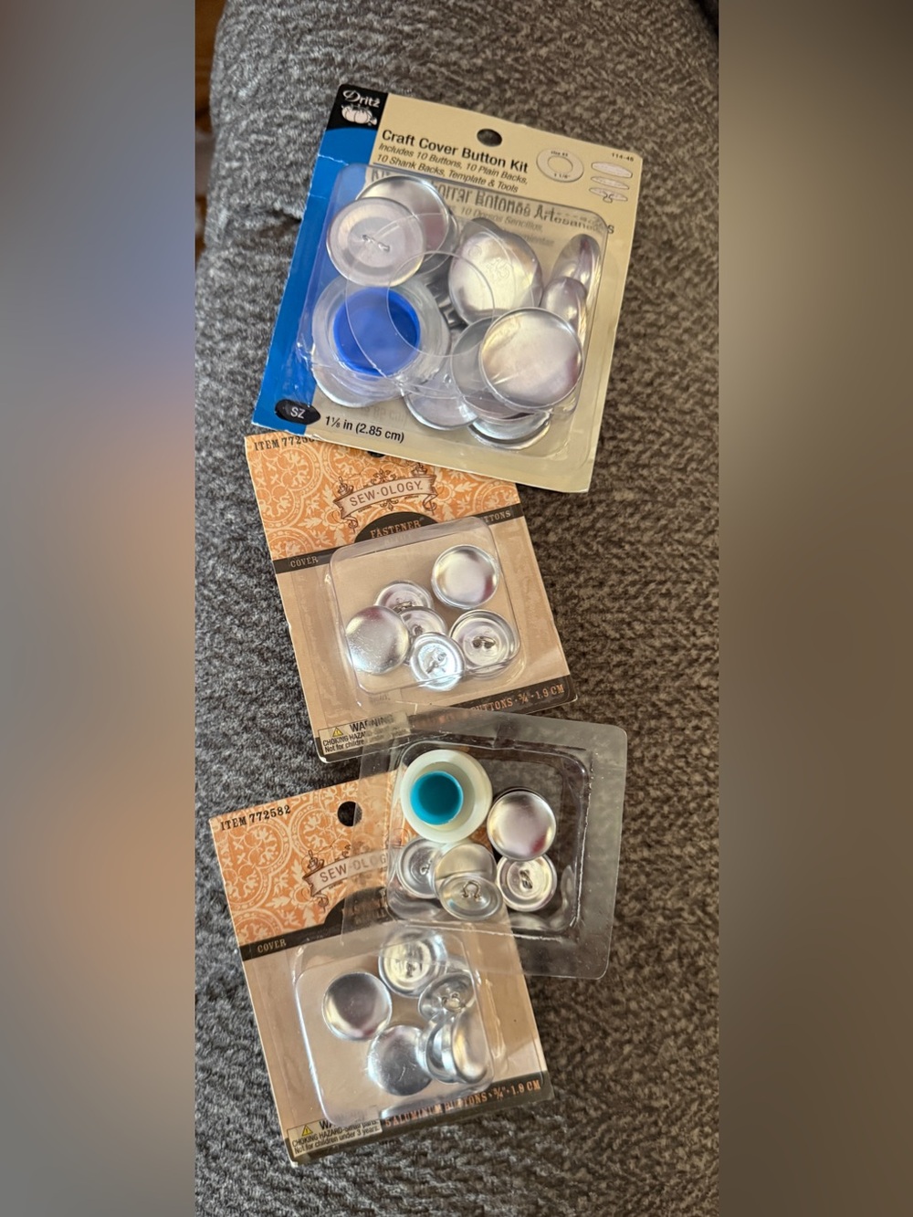Craft Cover Button Kits - Silver Button Covers (Lot)